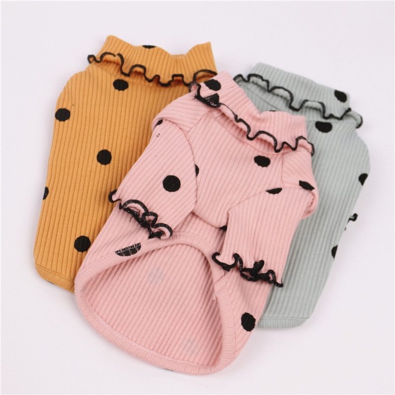 Polka Dot Turtleneck Dog Shirt - Cotton Comfort Base Layer | EcoUrbanPaws
