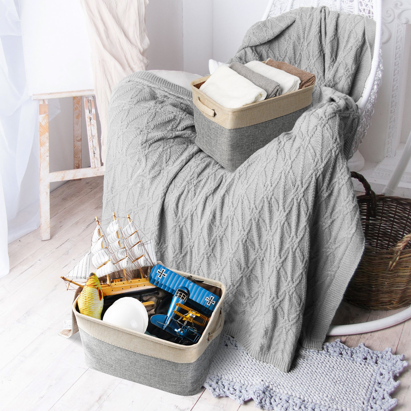 Japanese Style Storage Basket - Linen Pet Organization | EcoUrbanPaws