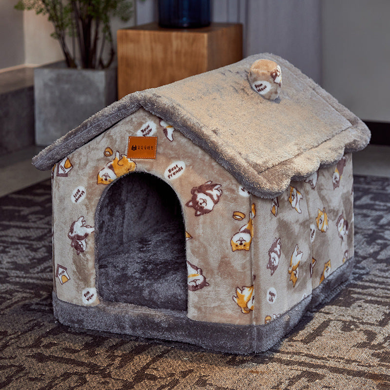 Cozy Foldable Dog House - Warm & Safe Pet Haven | EcoUrbanPaws