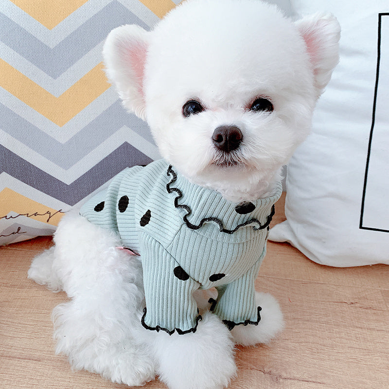 Polka Dot Turtleneck Dog Shirt - Cotton Comfort Base Layer | EcoUrbanPaws