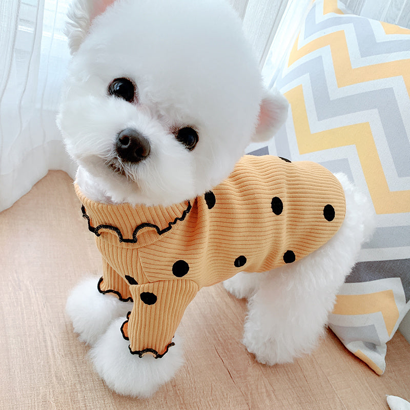 Polka Dot Turtleneck Dog Shirt - Cotton Comfort Base Layer | EcoUrbanPaws