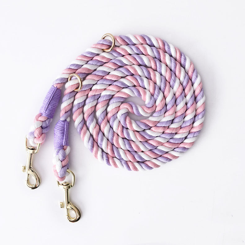 Gradient Cotton Rope Leash - Hand-Dyed Dual Head Design | EcoUrbanPaws