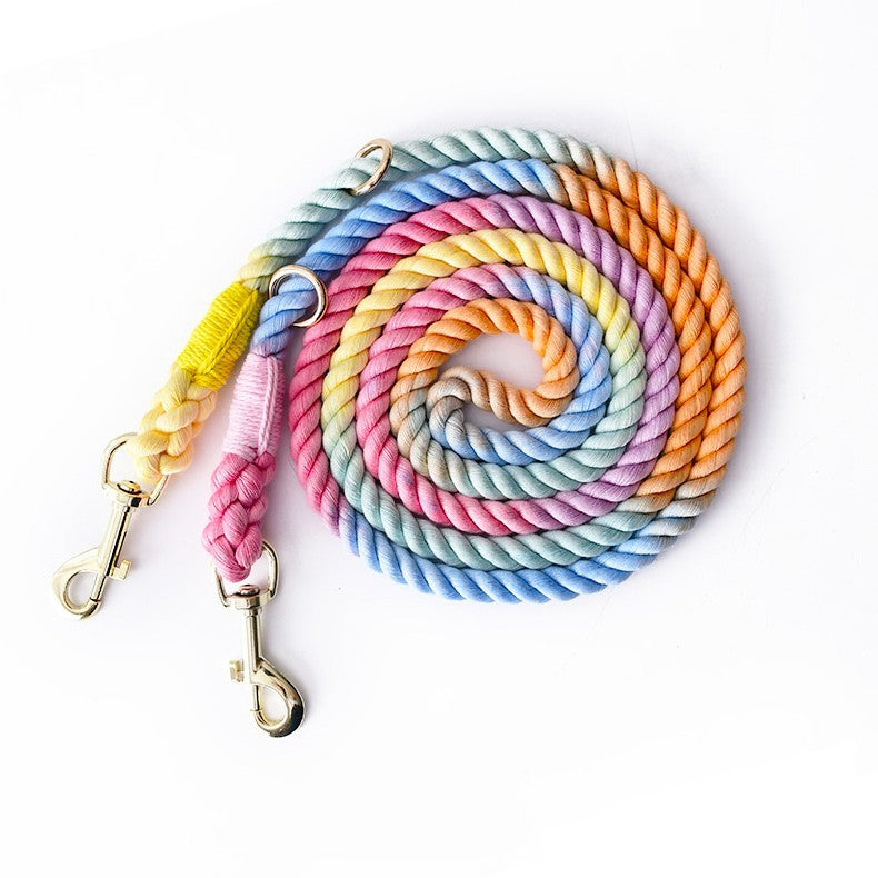 Gradient Cotton Rope Leash - Hand-Dyed Dual Head Design | EcoUrbanPaws