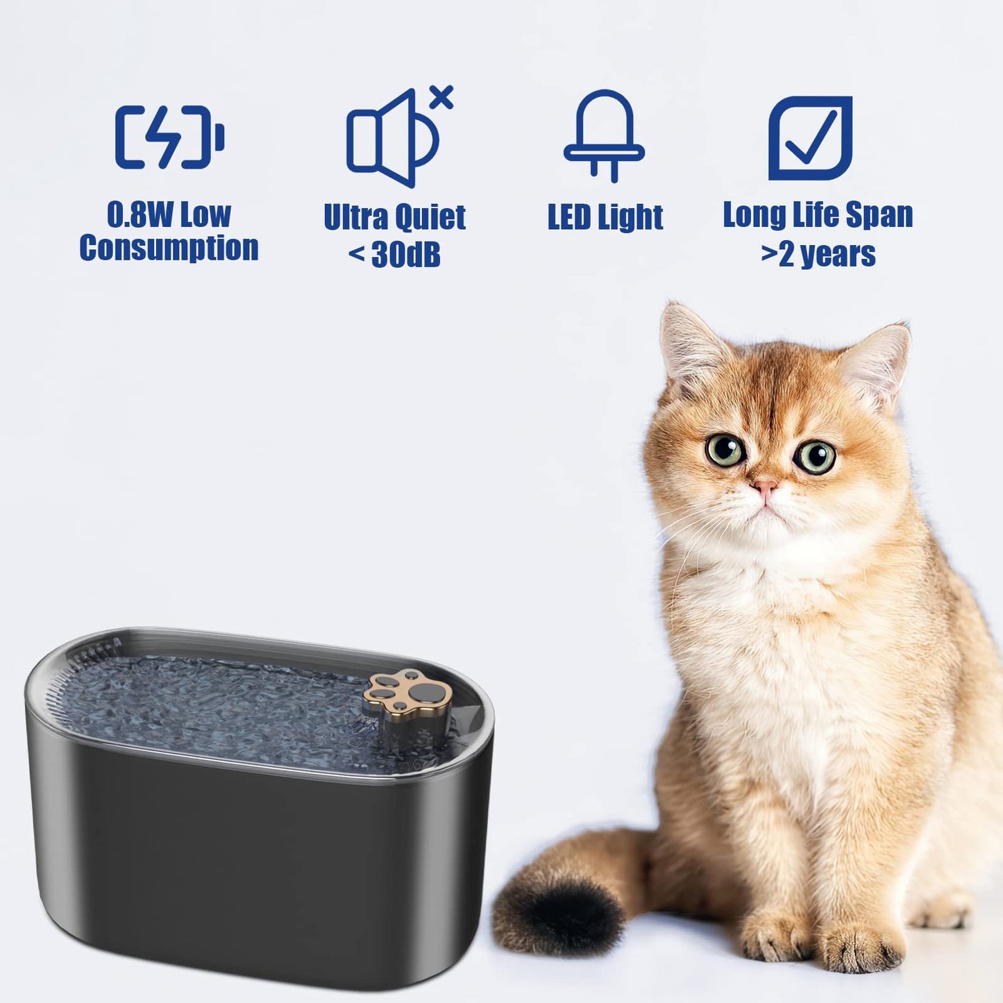 3L Cat Water Fountain - Automatic LED Dispenser | EcoUrbanPaws