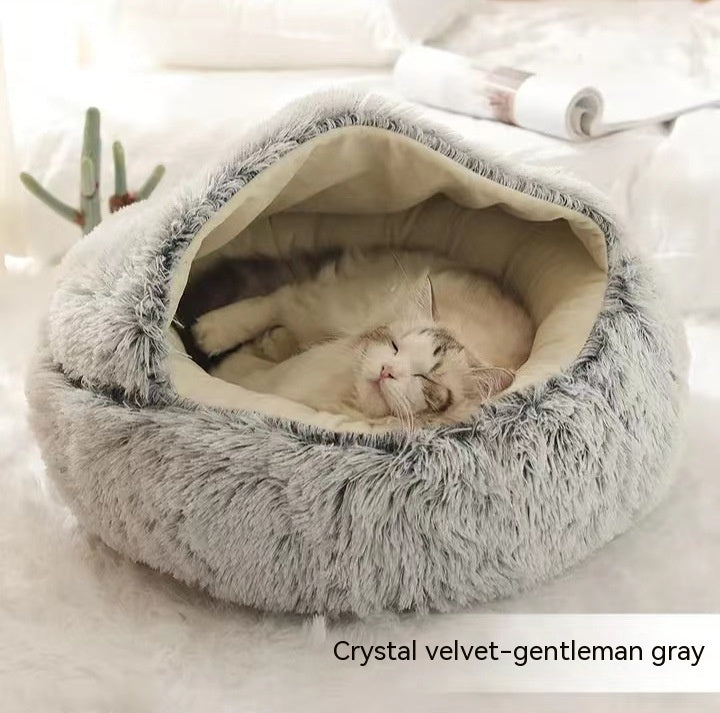 2-in-1 Winter Pet Bed - Ultra-Soft Plush Comfort | EcoUrbanPaws