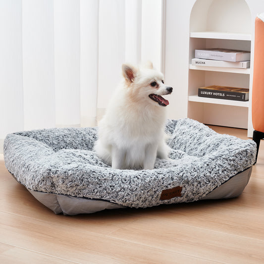 Swirl Rose Velvet Dog Beds - Anti-Anxiety Comfort | EcoUrbanPaws