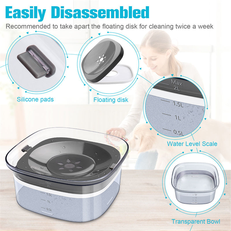 70oz Large Capacity Dog Water Bowl - Spill Proof Design | EcoUrbanPaws