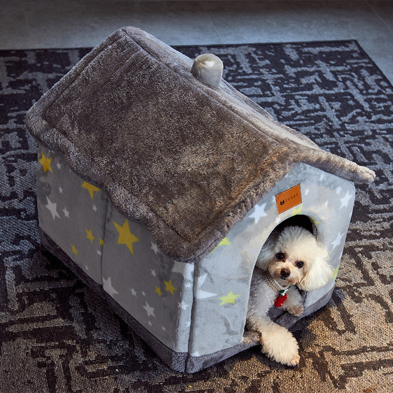Cozy Foldable Dog House - Warm & Safe Pet Haven | EcoUrbanPaws