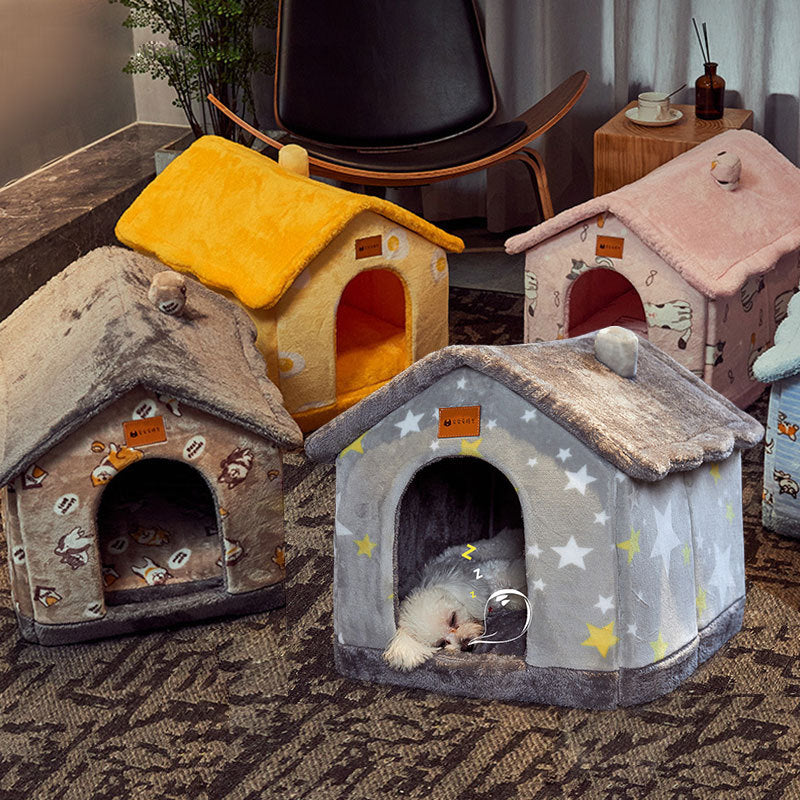 Cozy Foldable Dog House - Warm & Safe Pet Haven | EcoUrbanPaws
