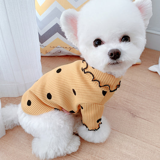 Polka Dot Turtleneck Dog Shirt - Cotton Comfort Base Layer | EcoUrbanPaws