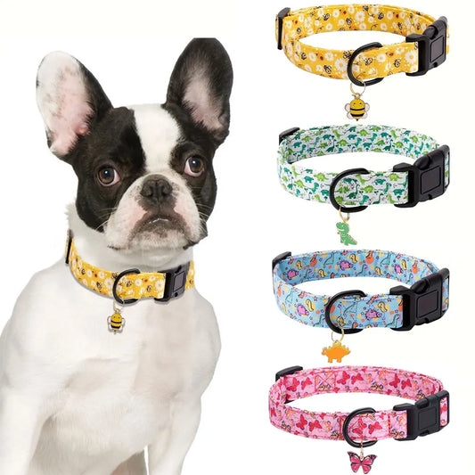 Stylish Bee, Butterfly & Dinosaur Print Collar - Premium Pendant | EcoUrbanPaws