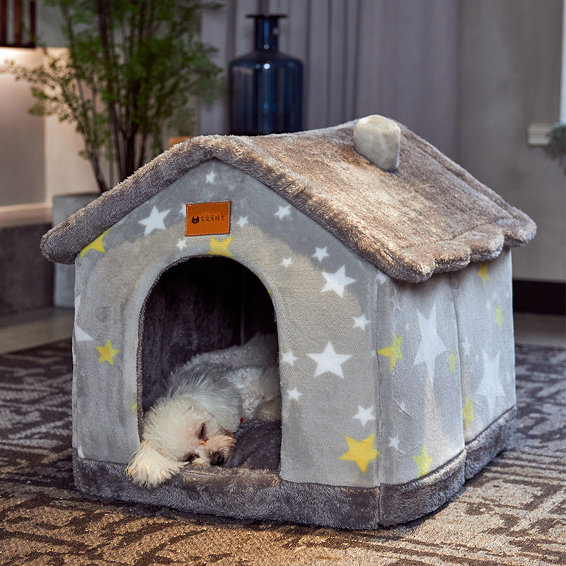 Cozy Foldable Dog House - Warm & Safe Pet Haven | EcoUrbanPaws