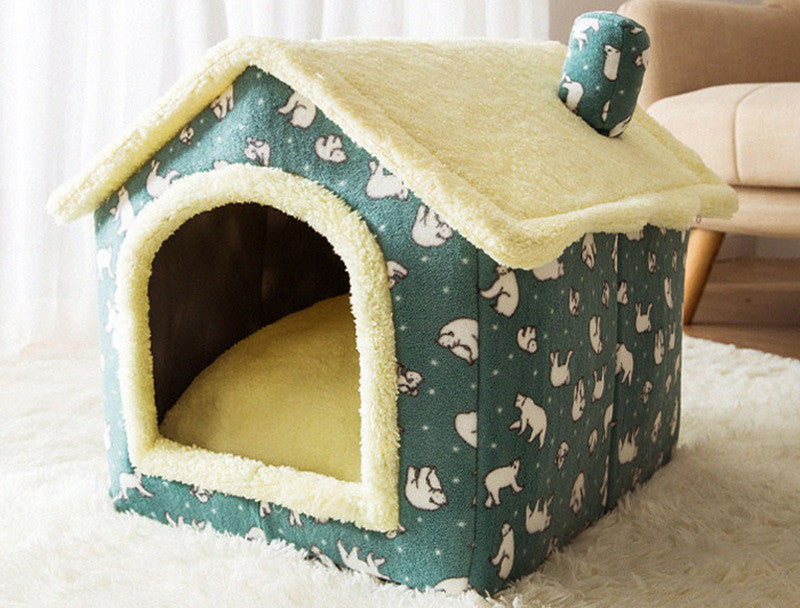 Cozy Foldable Dog House - Warm & Safe Pet Haven | EcoUrbanPaws