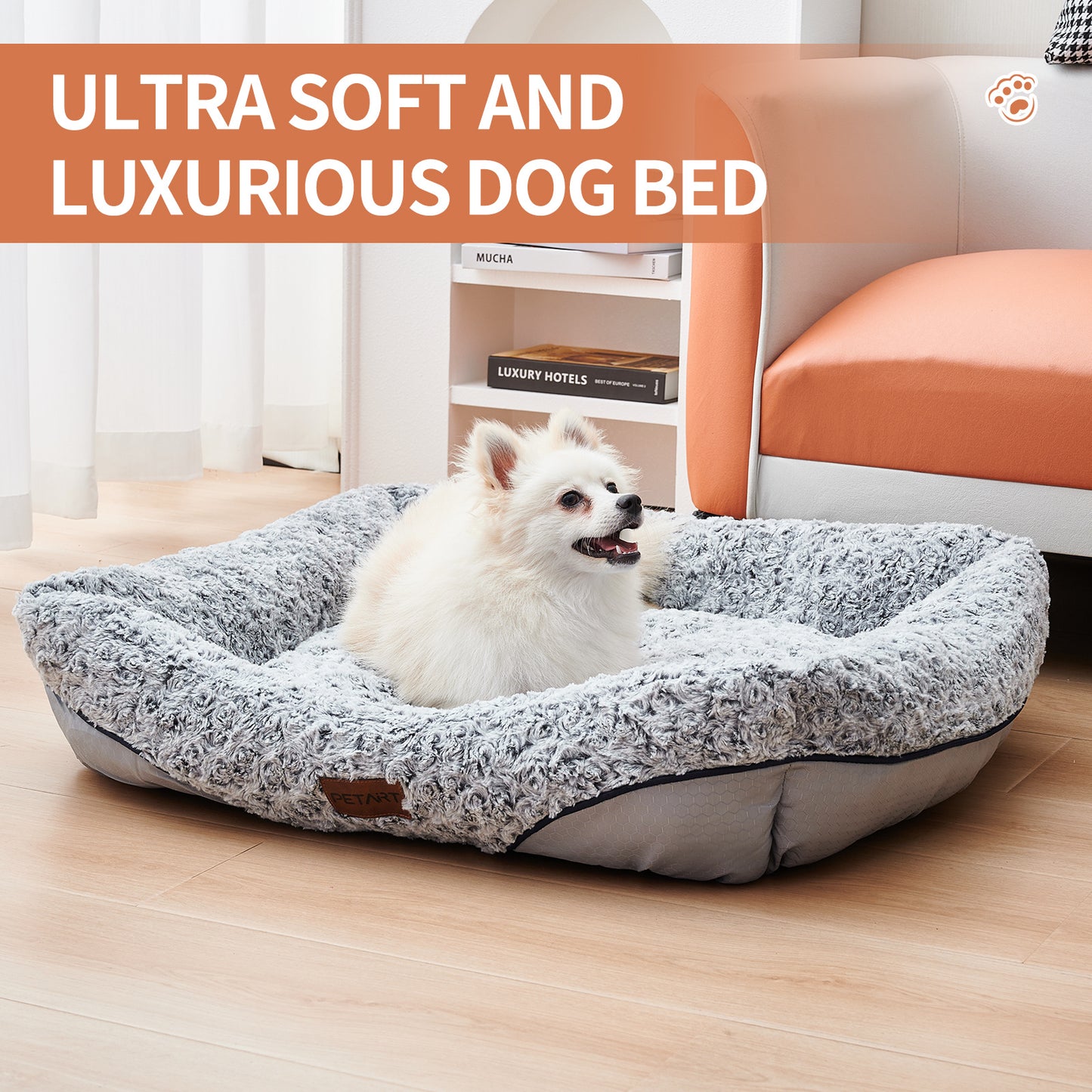 Swirl Rose Velvet Dog Beds - Anti-Anxiety Comfort | EcoUrbanPaws