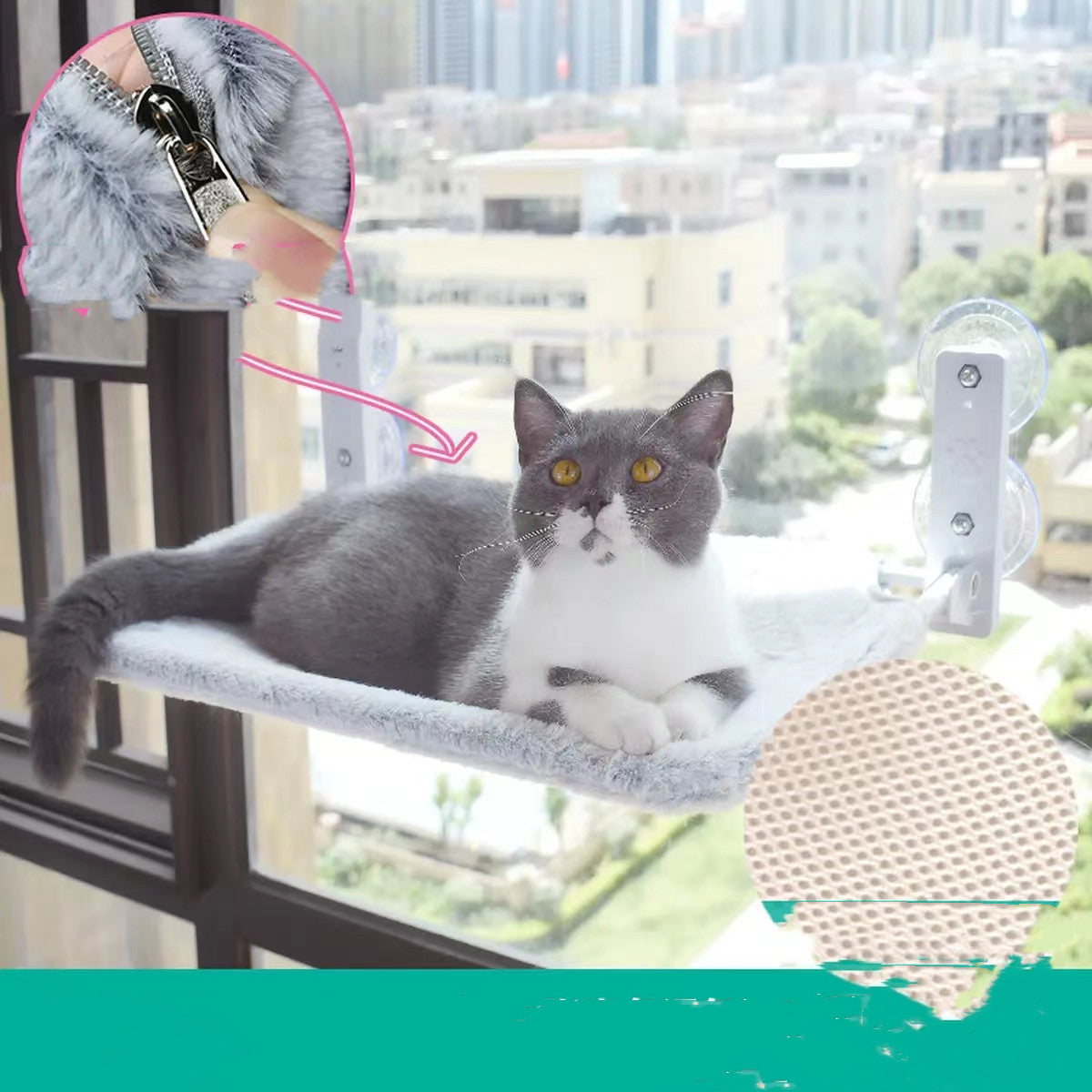 Cat Window Hammock - Suction Cup Glass Perch | EcoUrbanPaws