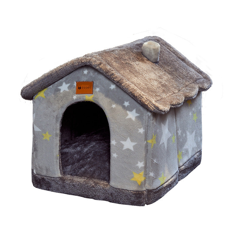 Cozy Foldable Dog House - Warm & Safe Pet Haven | EcoUrbanPaws