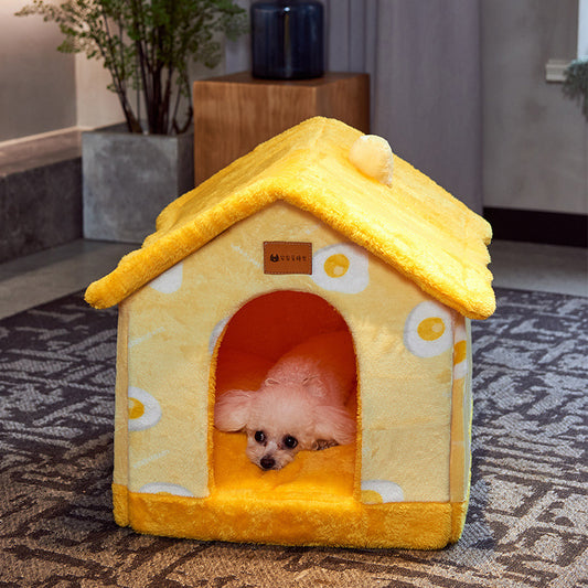 Cozy Foldable Dog House - Warm & Safe Pet Haven | EcoUrbanPaws