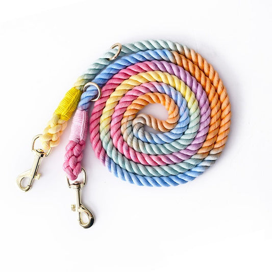 Gradient Cotton Rope Leash - Hand-Dyed Dual Head Design | EcoUrbanPaws