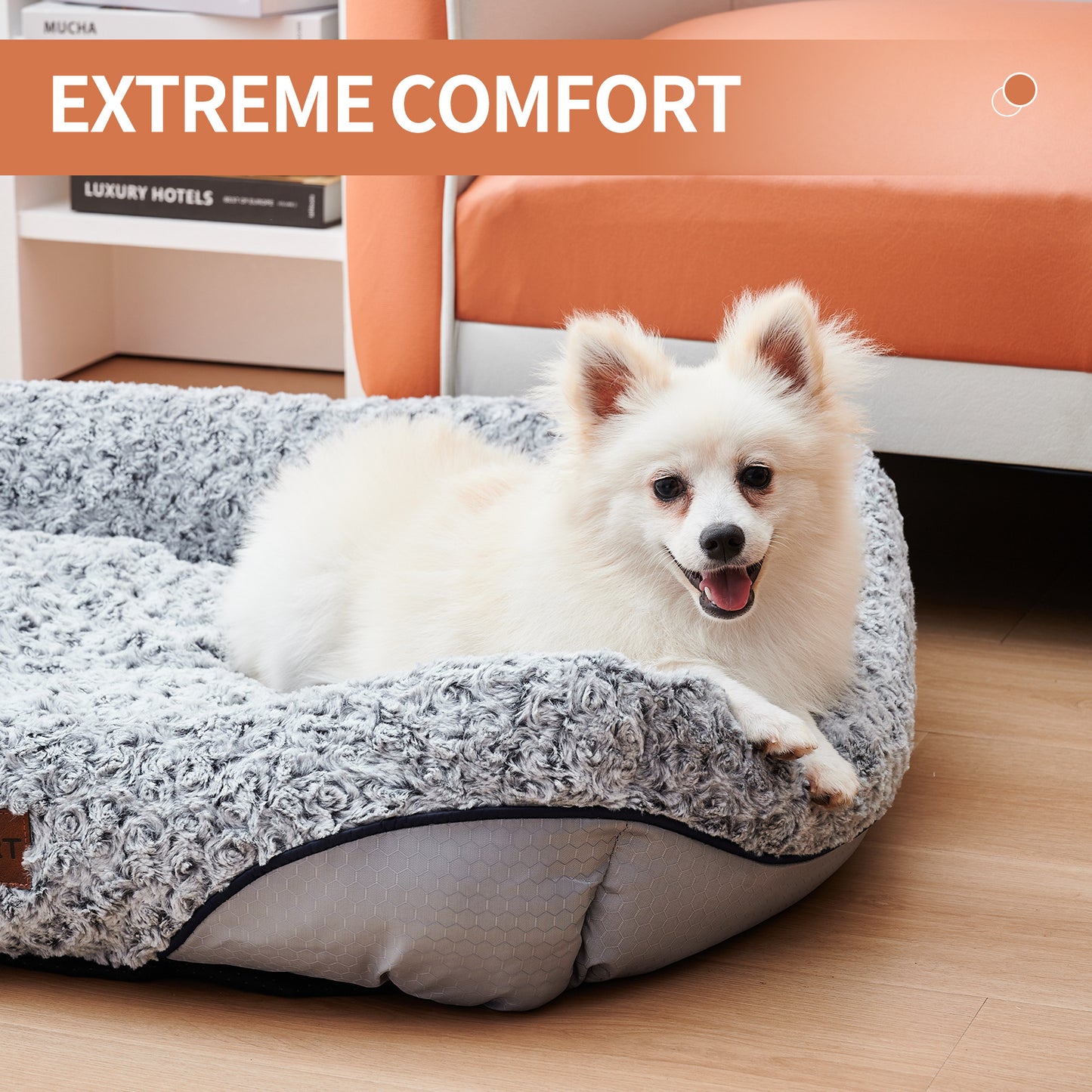 Swirl Rose Velvet Dog Beds - Anti-Anxiety Comfort | EcoUrbanPaws