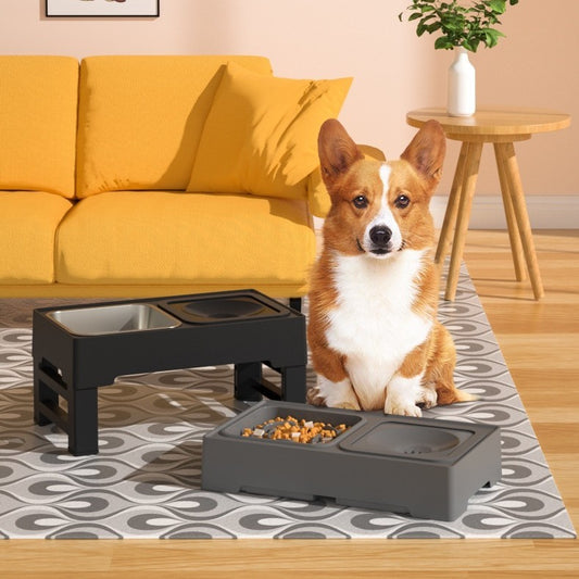 Adjustable Height Double Dog Bowls - Stainless Steel Stand | EcoUrbanPaws